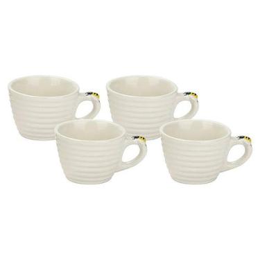 Imagem de Conjunto 4 Xícaras de Chá em Porcelana Bee 230ml JGCH079 - Hauskraft -