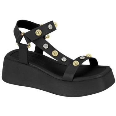 Imagem de Sandália Feminina Beira Rio Tiras Esferas Metalizadas Plataforma Confo