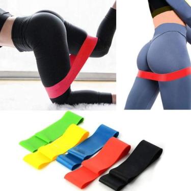 Imagem de 5 Elásticos P/ Treino Exercícios Faixa Elástica Fisioterapia Pernas Co
