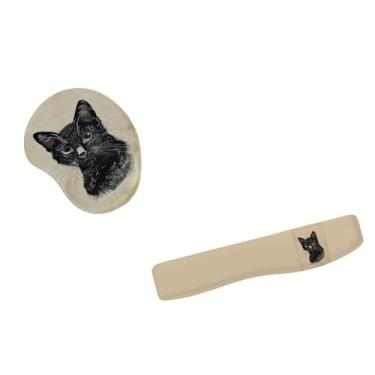 Imagem de Kit Mouse Pad E Apoio Teclado Ergonômico Gato Preto Misterioso