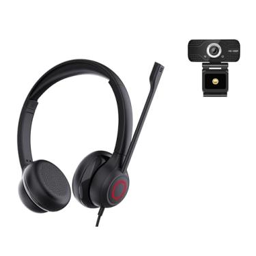 Imagem de TruVoice Pacote De Fone De Ouvido E Webcam Voicepro 80 Premium (Inclui Fone De Ouvido Usb De Ouvido Duplo E Webcam 1080P) Combinação Tudo-Em-Um