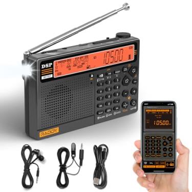 Imagem de Raddy Rádio de ondas curtas com controle de aplicativo RF757, rádio portátil com recepção AM/FM/SW/VHF/UHF/CB/AIR/NOAA, bateria recarregável de 2500 mAh, 1000 predefinições, antena com fio, fone de
