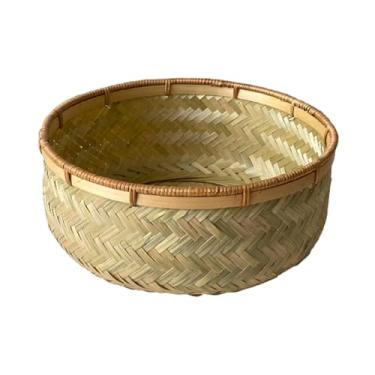 Imagem de IEUDNS Frutas tecidas que servem a cesta de servir bandeja decorativa de cesto de cesto de lanche para o quarto da sala de estar camping ao ar livre, L