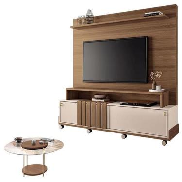 Imagem de Estante Home Theater Bold Off White Castanho e Mesa de Centro sky com 