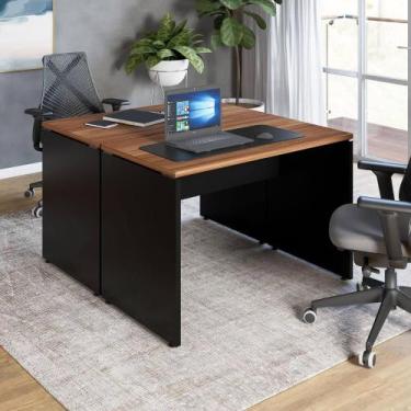 Imagem de Mesa Escritório 2 Lugares 1,10m x 1,40m Pés Painel F5 Office - F5 Offi