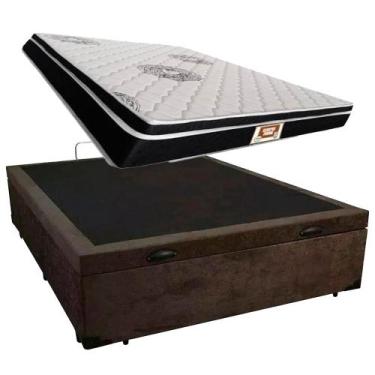 Imagem de Cama Box Baú Casal  Marrom x Colchão De Molas 1,38 X 1,88 - Rosana Col