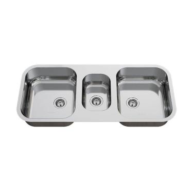 Imagem de Cuba Tripla para Pia de Cozinha Gourmet em Aço Inox 93cm X 40cm X 18cm Polida Ghelplus....