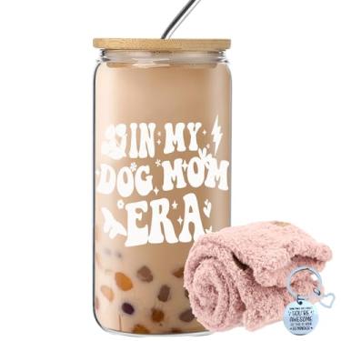 Imagem de wangxitumug Funny Cool In My Sister Era Gift - Thank You Gifts for Friend Conjunto de copos de vidro de 473 ml com canudo (dog mom era)