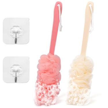 Imagem de NICEMOVIC 2Pack Back Scrubber Para Chuveiro Bucha Com Cabo Longo, Escova De Chuveiro Para Corpo, 17″ Bucha Em Um Bastão Para Homens Mulheres Acessórios De Banho, Esponja Esfoliante Para Escovas De B
