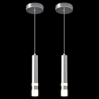 Imagem de LIANGMH Luminária Pendente Moderna Para Cozinha, Luminária Pendente Led Cromada Regulável Para Ilha De Cozinha, Mesa De Cabeceira, Quarto, Pequenas Luzes Pendentes (Pacote Com 2)