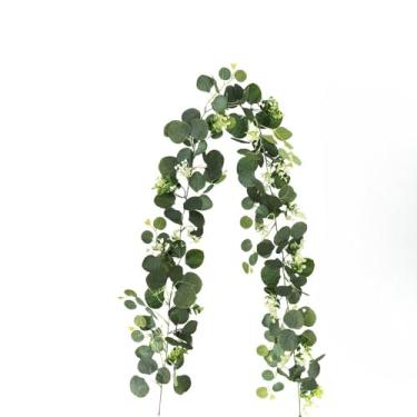 Imagem de Folhas de vime macias verdes artificiais simulam plantas verdes decorativas de vime, 2 conjuntos. (2, D)