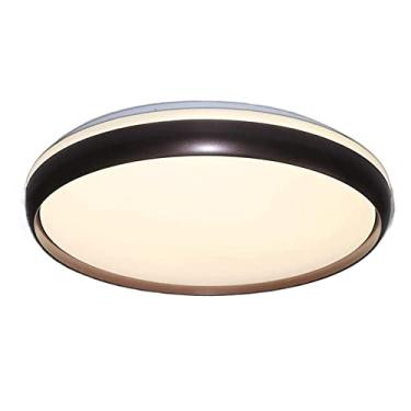 Imagem de Lustre de teto LED moderno com ajuste de intensidade contínua e painel de luz de economia de energia para sala de estar, estrutura de metal redonda, design criativo, temperatura de cor ajust