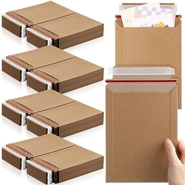 Imagem de Fainne 200 peças de 15 x 20 cm, leve para fotos, envelopes autoadesivos de papelão, envelopes de documentos, envelope padrão de 250 g/m², envelopes fotográficos para documentos, CD (cor kraft)