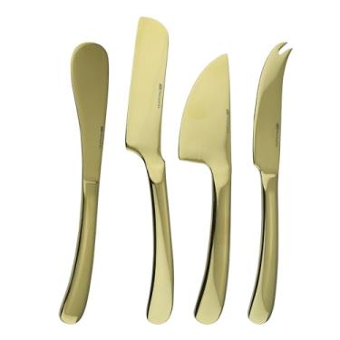 Imagem de Jogo de 4 facas para queijo em aço inox cor champanhe - Full Fit
