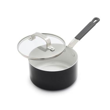 Imagem de GreenPan x Panela antiaderente Bobby Flay de 1,67 litros com tampa de vidro, cerâmica de diamante sem PFAS, adequada para indução, alça de silicone que permanece fresca, fácil de limpar na lava-louças