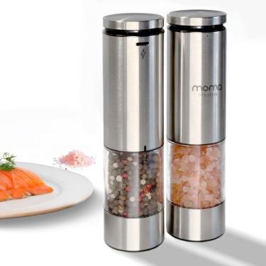 Imagem de Moedor de Sal e Pimenta GrindWiz Elétrico Recarregável  Aço Inox com L