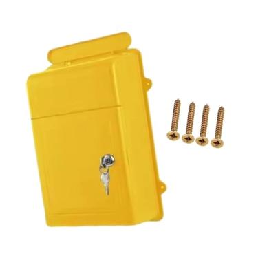 Imagem de Generic Caixa de correio de parede com fechadura para cofre externo, caixa de correio à prova d'água com chave e fechadura para jornais, cartões, Amarelo