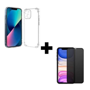 Imagem de Película Fosca Privacidade + Capa Capinha Anti Impacto Para Iphone 13 