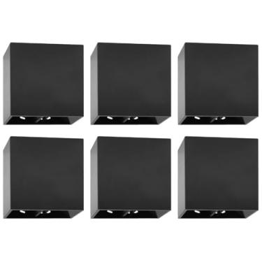 Imagem de Kit 6x Arandela Slim Preta Externa Facho Duplo Ajustável Led 4w 3000K IP67 Branco Quente Bivolt
