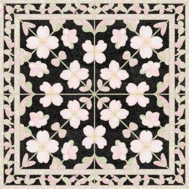 Imagem de HOMETITUTE 10 peças design de flor de cerejeira rosa macio de 30,5 x 30,5 cm em azulejos pretos para piso de vinil autoadesivo removível faça você mesmo para cozinha, banheiro, sala de estar