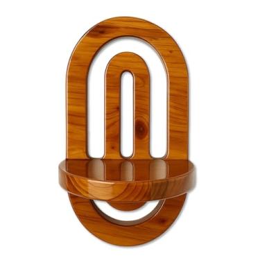 Imagem de Prateleira Decorativa De Parede Com Arcos Orgânicos Em Madeira Pinus Estilos Boho e Japandi Cor:Pinus Com Verniz Mel;Tam