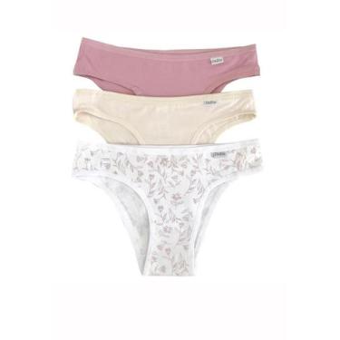 Imagem de Calcinha Biquini Del Rio Ref.51364- Kit Com 6, Nature/Branco Florata/M