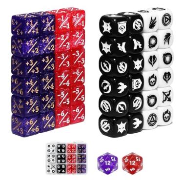 Imagem de FourDragons 50 Pieces 12mm MTG Icon Abilities Keywords Life Counters Dice Set with Box, Small MTG Tokens 6 Sided Mini Dice for Magic The gatering, Compatible with TCG CCG Magic Card Games Accessories