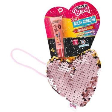 Imagem de Maquiagem E Beleza Infantil Make Brinq Bolsa Coracao+Gloss - POLIBRINQ