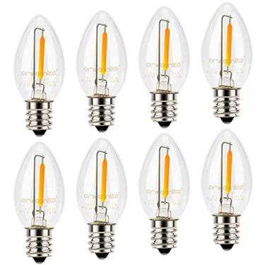 Imagem de Lâmpadas noturnas, lâmpada de candelabro C7, lâmpadas de LED Emotionlite com base de lustre E12, 0,5 Watt (4W 5W 6W 7W Equivalente incandescente), 50LM, branco quente, 2700K, transparente, pacote com 8