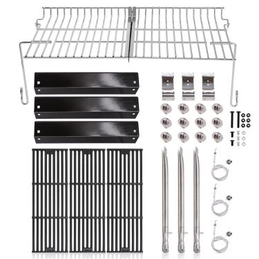 Imagem de Criditpid Peças de reposição para churrasqueira Chargriller 5050, 5650, 3001, 5072, 3008, grelhas de grelha, barraca de placa térmica, queimadores, suporte de cabide, ignição e rack de aquecimento