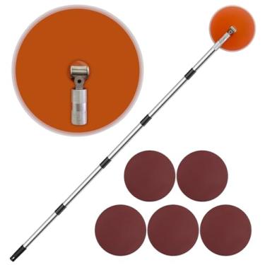 Imagem de Lixadeira de poste de drywall, lixadeira de drywall de 203 cm com haste de extensão, lixadeira radial 360 com haste de extensão ajustável para parede e tetos secos, inclui 5 peças de folhas de lixa