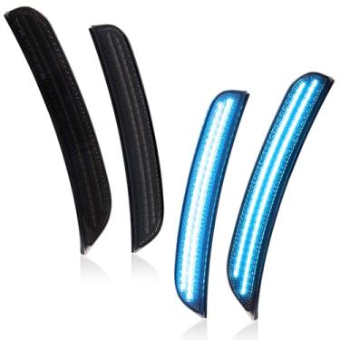 Imagem de Gempro Luzes de LED laterais compatíveis com Dodge Charger LD 2015-2023, para-choques dianteiros e traseiros, lâmpadas de sinalização de estacionamento, lente fumê, 4 peças (azul gelo)