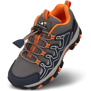 Imagem de UOVO Tênis infantil para meninos e meninas, caminhada, corrida, uso ao ar livre, tênis à prova d'água antiderrapante (crianças pequenas/grandes, Laranja marinho, 17