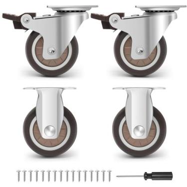 Imagem de Caster Wheels Humagineer de 5 cm com freios, 2 fixos e 2 giratórios, c