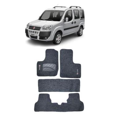 Imagem de Jogo Tapete Carpete Fiat Doblo 7 Lugares 2017 a 2021 Com Logo Bordado 