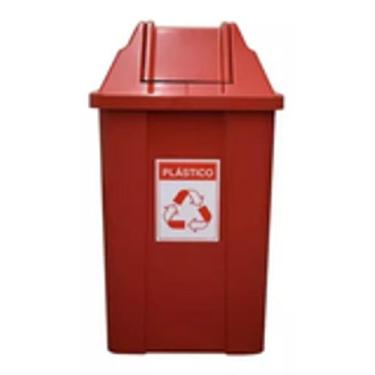 Imagem de Lixeira 100litros Tampa Basculante Cores Coleta Seletiva Jsn, Vermelho