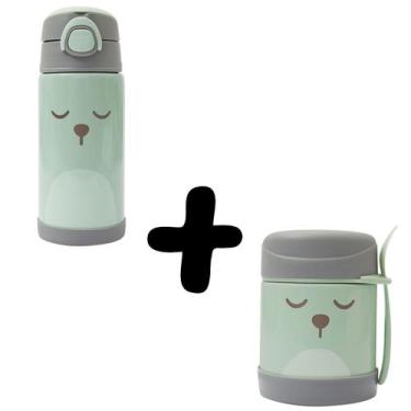 Imagem de Kit Pote com Colher e Garrafa Térmica para Viagem Escola Passeios Gumy