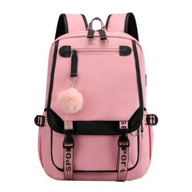 Imagem de Mochila JiaYou Teenage Girls' Middle School 21L rosa preta