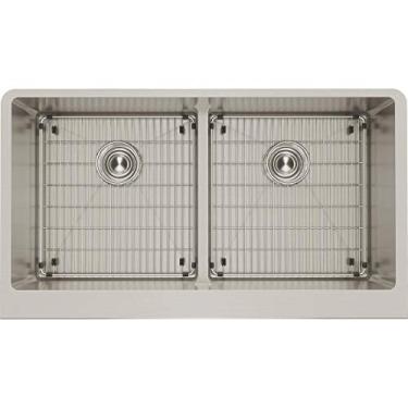 Imagem de Elkay CTXFA34179C Crosstown Kit de pia de fazenda de aço inoxidável com divide Aqua para avental intercambiável, 50/50