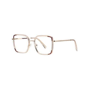 Imagem de Armação de óculos anti-luz azul masculina e feminina de metal grande (3)