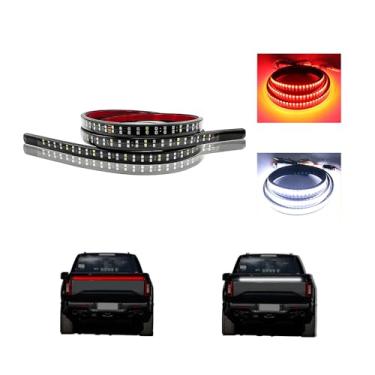 Imagem de Sylvil Barra de luz de porta traseira de caminhão de 119 cm, faixa de luz LED de fileira dupla com freio vermelho, luzes de seta âmbar reverso, luzes estroboscópicas à prova d'água IP67, acessórios de