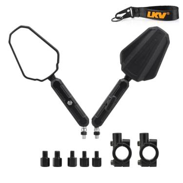 Imagem de LKV Espelhos Adventure Bike - Espelho lateral retrovisor universal com parafuso M8 M10 7/20.3 cm montagem no guidão espelhos de motocicleta para quadriciclo scooter Dirt Bike KTM Honda Kawasaki KLR