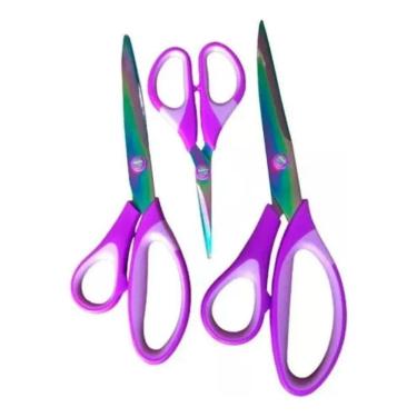 Imagem de 2X Kit Tesoura De Costura Profissional Titânio Lar Das Fitas