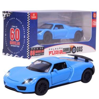 Imagem de Carrinho Miniatura Azul Pull Back Metal 1:32 C/ Som e Luz - Castela - 