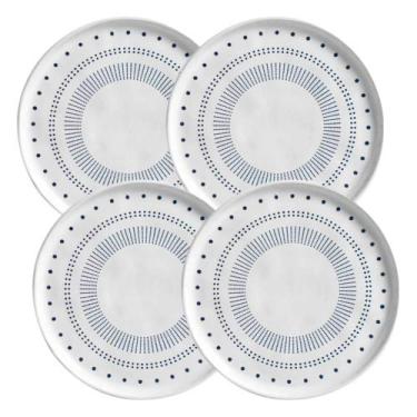 Imagem de Jogo 4 Pratos para Sobremesa Cerâmica 21,5cm Branco e Azul Porto Brasi