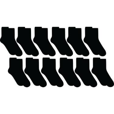 Imagem de 12 Meias Cano Longo Masculina Adulta Algodão - Rotook, Preto