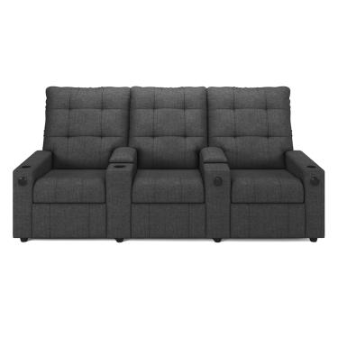 Imagem de Poltrona Reclinável Para Cinema Parma 3 Lugares Baú USB Linho Grafite FH1 - D'Rossi