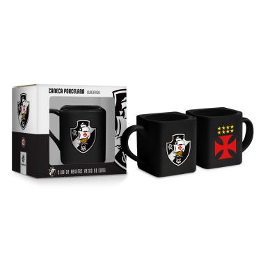 Imagem de Caneca Porcelana Quadrada BrasFoot Vasco Da Gama 220 ML Licenciada Preto