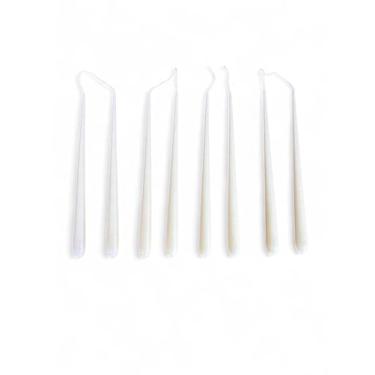 Imagem de Kit 8 Velas Cônicas Decorativas Marfim100% Parafina Duração 8h