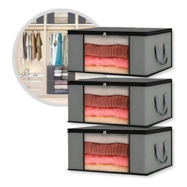 Imagem de VB HOME ORGANIZADORES, Kit 3 Caixas Saco Organizador Multiuso Anti Mofo Edredom King Cobertores Roupas Cama Banho Travesseiros Dobrável